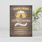 Invitation d'anniversaire 90 ans Rustic Beer Surpr (Debout devant)