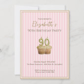 Invitation d'anniversaire 90 ans unique en or rose (Devant)