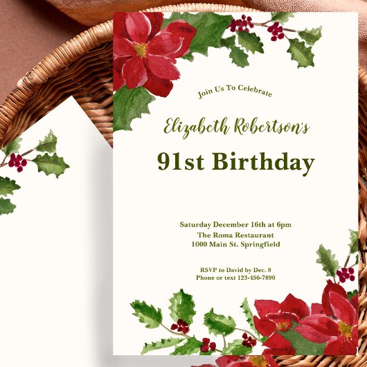 Invitation d'anniversaire 91 ans à la végétation f