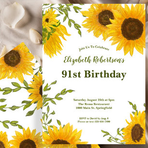 Invitation d'anniversaire 91 ans pour femme Tourne