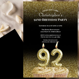 Invitation d'anniversaire 92 ans pour lui noir et 