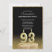 Invitation d'anniversaire 93 ans pour lui noir et (Devant)