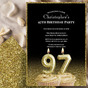 Invitation d'anniversaire 97 ans pour lui noir et