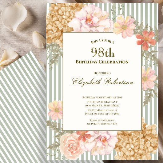 Invitation d'anniversaire 98 ans aux couleurs auto