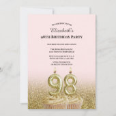 Invitation d'anniversaire 98 ans rose et or pour e (Devant)