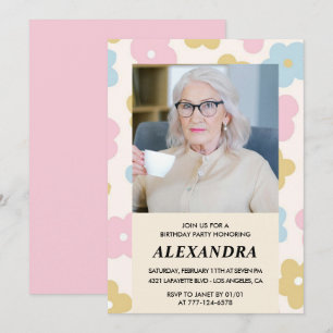 Invitation d'anniversaire 99 ans avec photo rétro