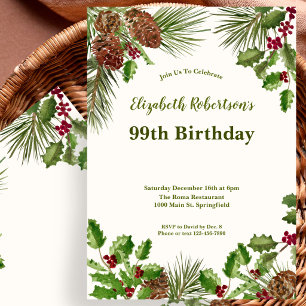 Invitation d'anniversaire 99 ans Élégante verdure