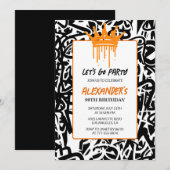 Invitation d'anniversaire 99 ans hommes graffiti n (Devant / Derrière)