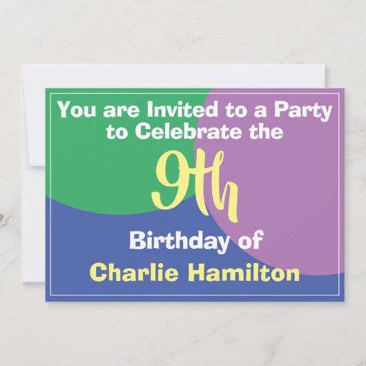 Invitation d'anniversaire 9 ans (Devant)