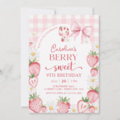 Invitation d'anniversaire 9 ans Coquette Bow Straw (Devant)