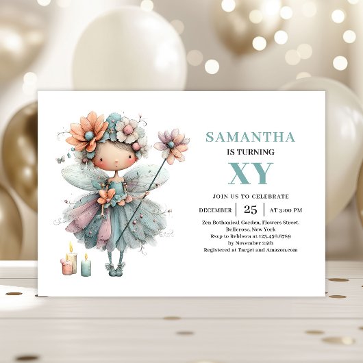 Invitation d'anniversaire 9 ans de la jolie fille