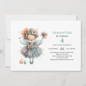 Invitation d'anniversaire 9 ans de la jolie fille (Devant)