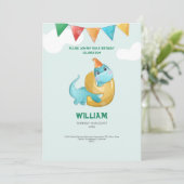 Invitation d'anniversaire 9 ans dinosaure TREX (Debout devant)
