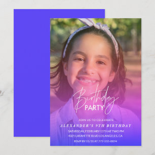 Invitation d'anniversaire 9 ans Fête Photo Arc-en-