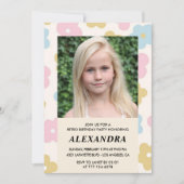 Invitation d'anniversaire 9 ans Fleurs Groovy Rétr (Devant)