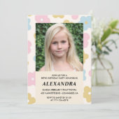 Invitation d'anniversaire 9 ans Fleurs Groovy Rétr (Debout devant)