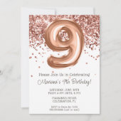 Invitation d'anniversaire 9 ans Rose Gold (Devant)