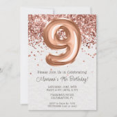 Invitation d'anniversaire 9 ans Rose Gold (Devant)