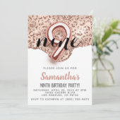 Invitation d'anniversaire 9ème Rose Gold (Debout devant)