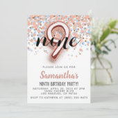 Invitation d'anniversaire 9ème Rose Gold (Debout devant)