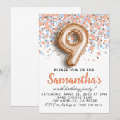 Invitation d'anniversaire 9ème Rose Gold (Devant / Derrière)