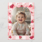 Invitation d'anniversaire à arc gingham pour fille (Dos)