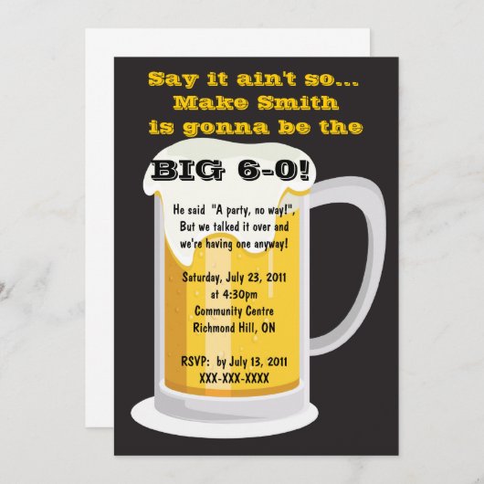 Invitation d'anniversaire à bière (Devant / Derrière)