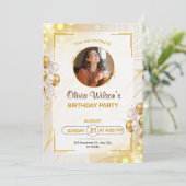 Invitation d'anniversaire à bordure dorée (Debout devant)