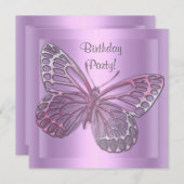 INVITATION D'ANNIVERSAIRE À BUTTERFLY (Devant / Derrière)
