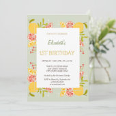Invitation d'anniversaire à carreaux de citrons à (Debout devant)