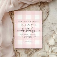 Invitation d'anniversaire à carreaux roses