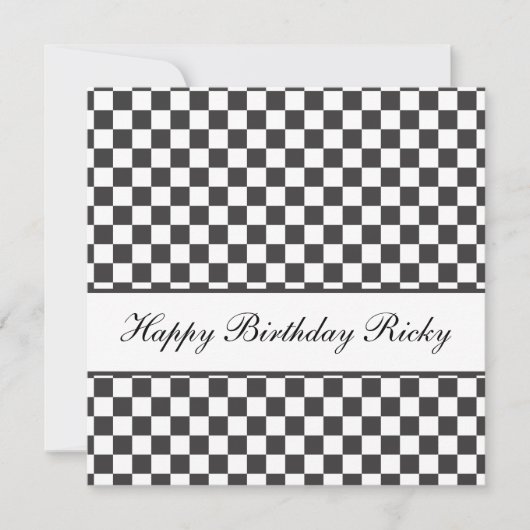 Invitation d'anniversaire À damiers (Devant)