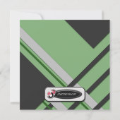 Invitation d'anniversaire à demi-plaid vert modern (Dos)