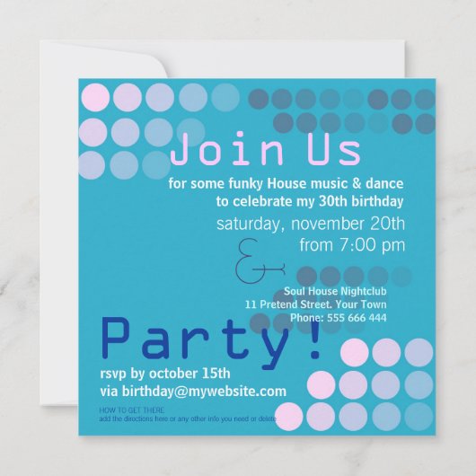Invitation d'anniversaire à Electro House (Dos)