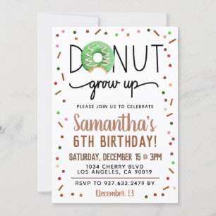 Invitation d'anniversaire à la croissance du beign