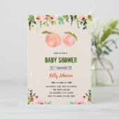 Invitation d'anniversaire à la douche aux pêches (Debout devant)