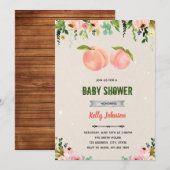 Invitation d'anniversaire à la douche aux pêches (Devant / Derrière)