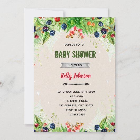 Invitation d'anniversaire à la douche sucrée aux b (Devant)