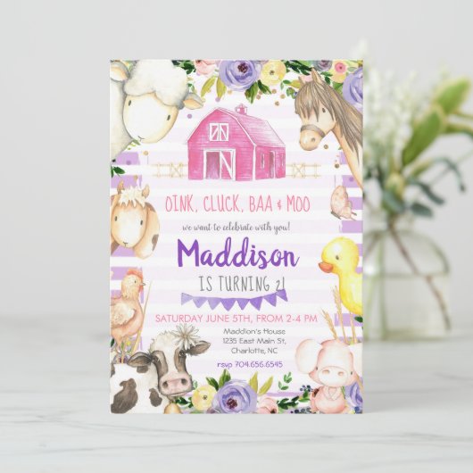 Invitation d'anniversaire à la ferme (Debout devant)