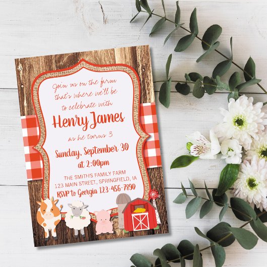 Invitation d'anniversaire à la ferme