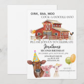 Invitation d'anniversaire à la ferme aquarelle vac (Devant / Derrière)