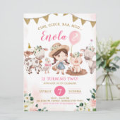 Invitation d'anniversaire à la ferme de filles ros (Debout devant)