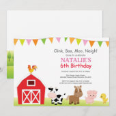 Invitation d'anniversaire à la ferme Fête champêtr (Devant / Derrière)