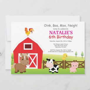 Invitation d'anniversaire à la ferme Fête de la co