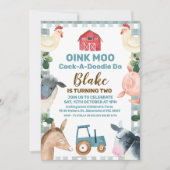 Invitation D'Anniversaire À La Ferme Plantée Bleue (Devant)