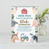 Invitation D'Anniversaire À La Ferme Plantée Bleue (Debout devant)