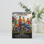 Invitation d'anniversaire à la ferme rustique (Debout devant)