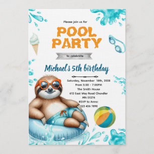 Invitation d'anniversaire à la fête au bassin des
