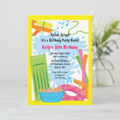 Invitation d'anniversaire à la fête de la piscine  (Debout devant)