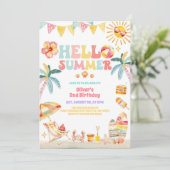 Invitation d'anniversaire à la fête de plage d'été (Debout devant)